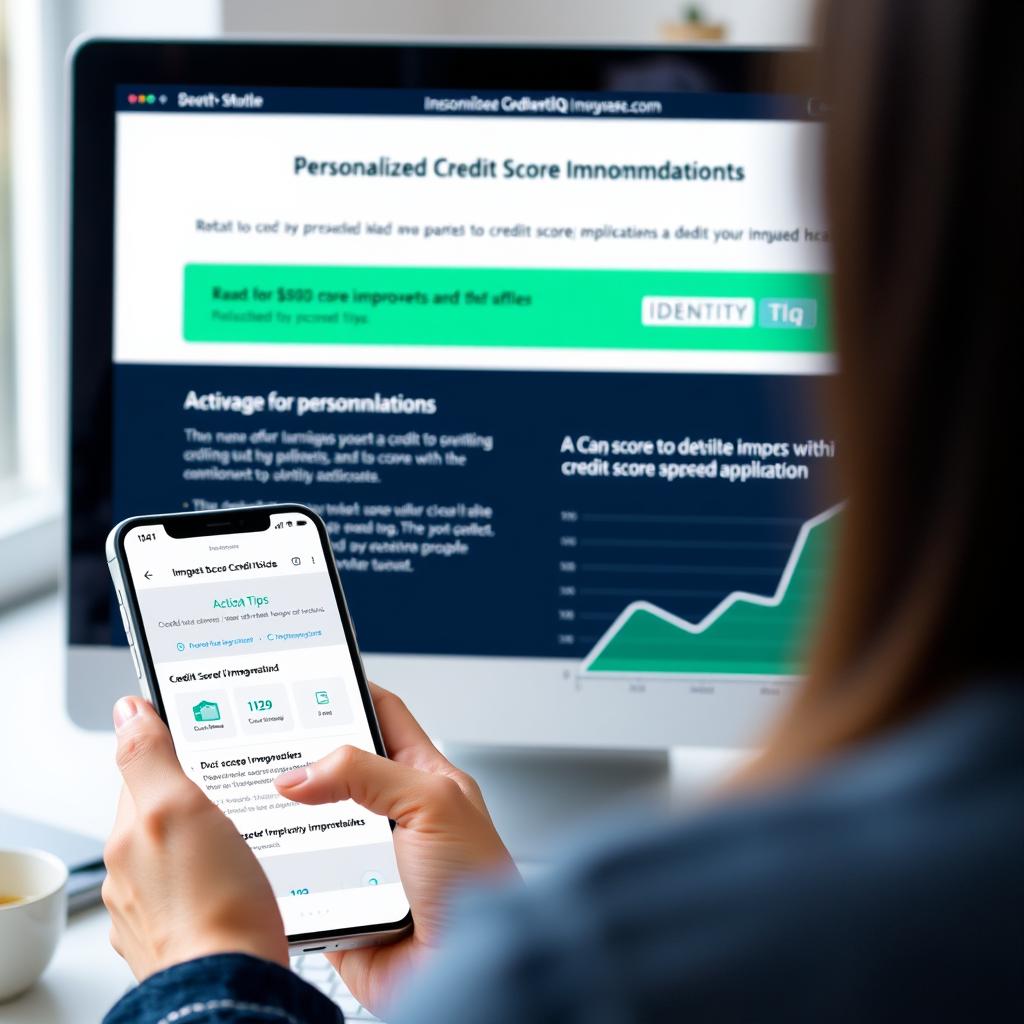 Person receiving credit score improvement recommendations