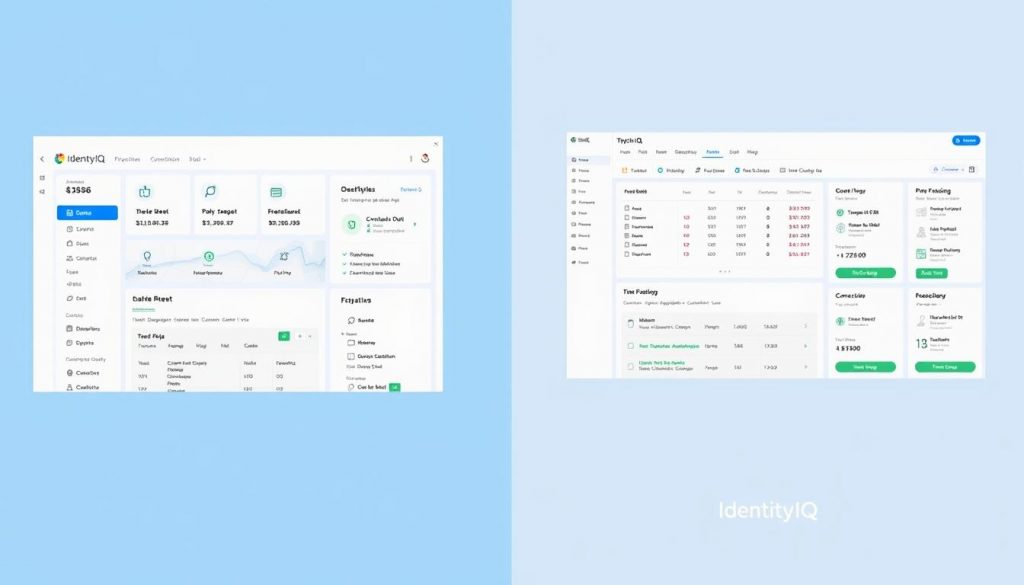 Side-by-side comparison of IdentityIQ dashboard versus free credit service interface