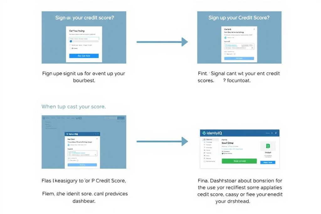 Step-by-step visual guide showing how to check your score with IdentityIQ